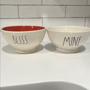 Rae Dunn Set of Two Ceramic Bowls with Text